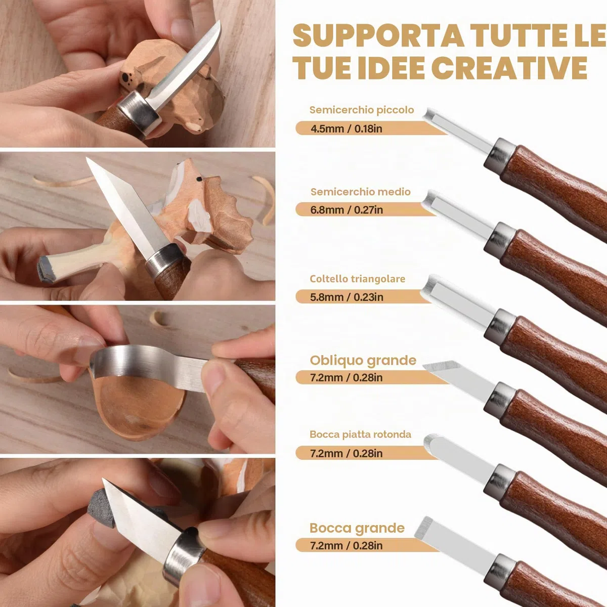 17-in-1 Kit per intaglio del legno, set di strumenti per intaglio del legno, set di coltelli da intaglio, kit per la lavorazione del legno, set di strumenti per intaglio del legno, con grandi scatole