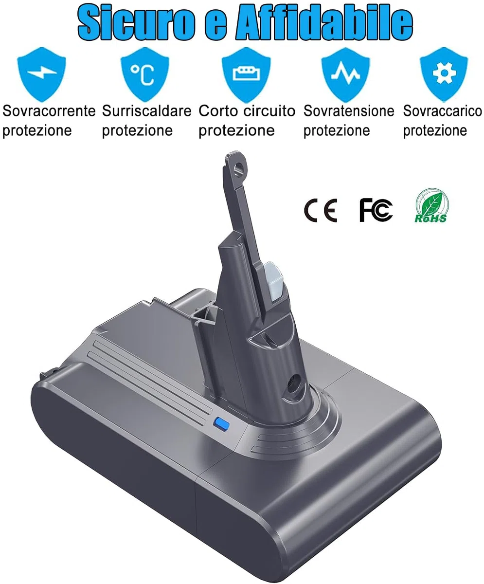 KUNLUN Batteria per Dyson V7 SV11, Batteria di Ricambio 21.6V Compatibile con Dyson V7 Animal Trigger Motorhead Extra Absolute Fluffy Mattress Aspirapolvere Senza Fili