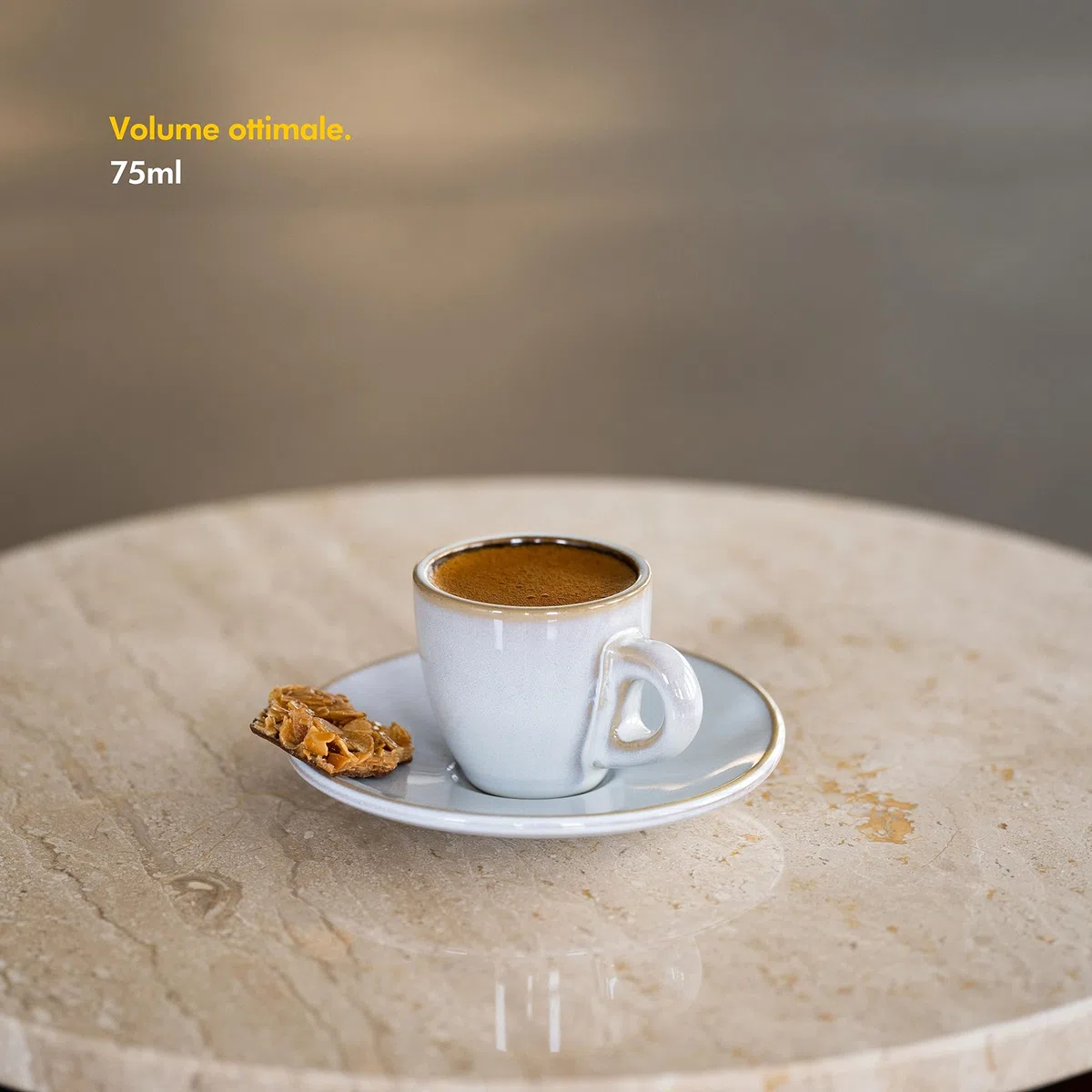 KIVY Set di Tazze da Caffè Espresso [4 x 75ml] - Gres a parete spessa - set tazzine caffe particolari - tazze caffe - set tazzine caffè con piattino - set tazzine da caffè - tazza ceramica