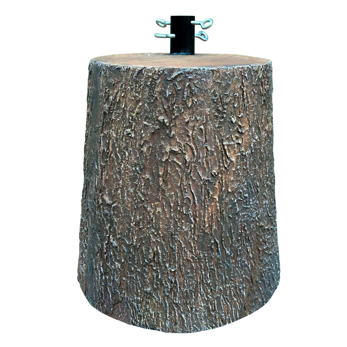 Base Supporto per Albero di Natale da 150 a 240H CM – Effetto Tronco Realistico, Gancio Metallo, Supporto per Alberi, Decorazioni - Kit di Fissaggio (Effetto Tronco Ø35X41CM)