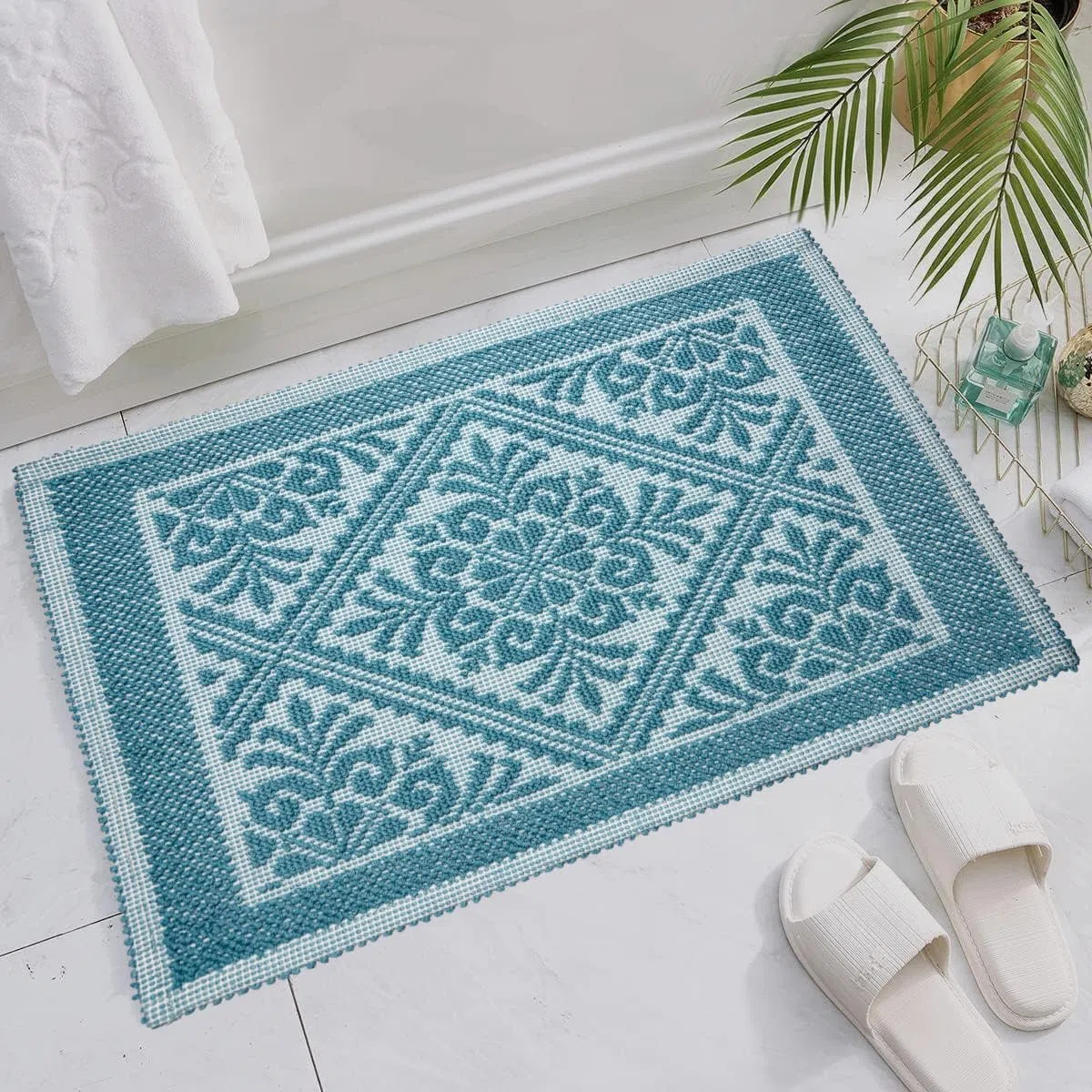 Markotex Tappeto Sardo Stuoia Passatoia tappeto bagno 100% Cotone Made In Italy prodotto in sardegna (Giada, 55x140)