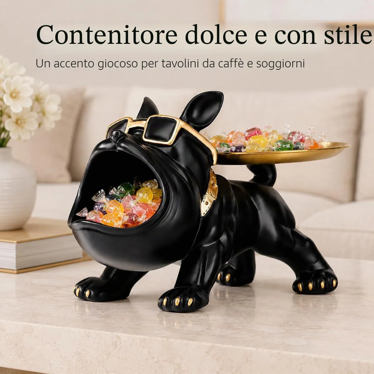 Bulldog vassoio statua portaoggetti portachiavi caramelle gioielli adatto per decorazioni per la casa,arte moderna,tavolo da pranzo,vassoio per piccoli oggetti