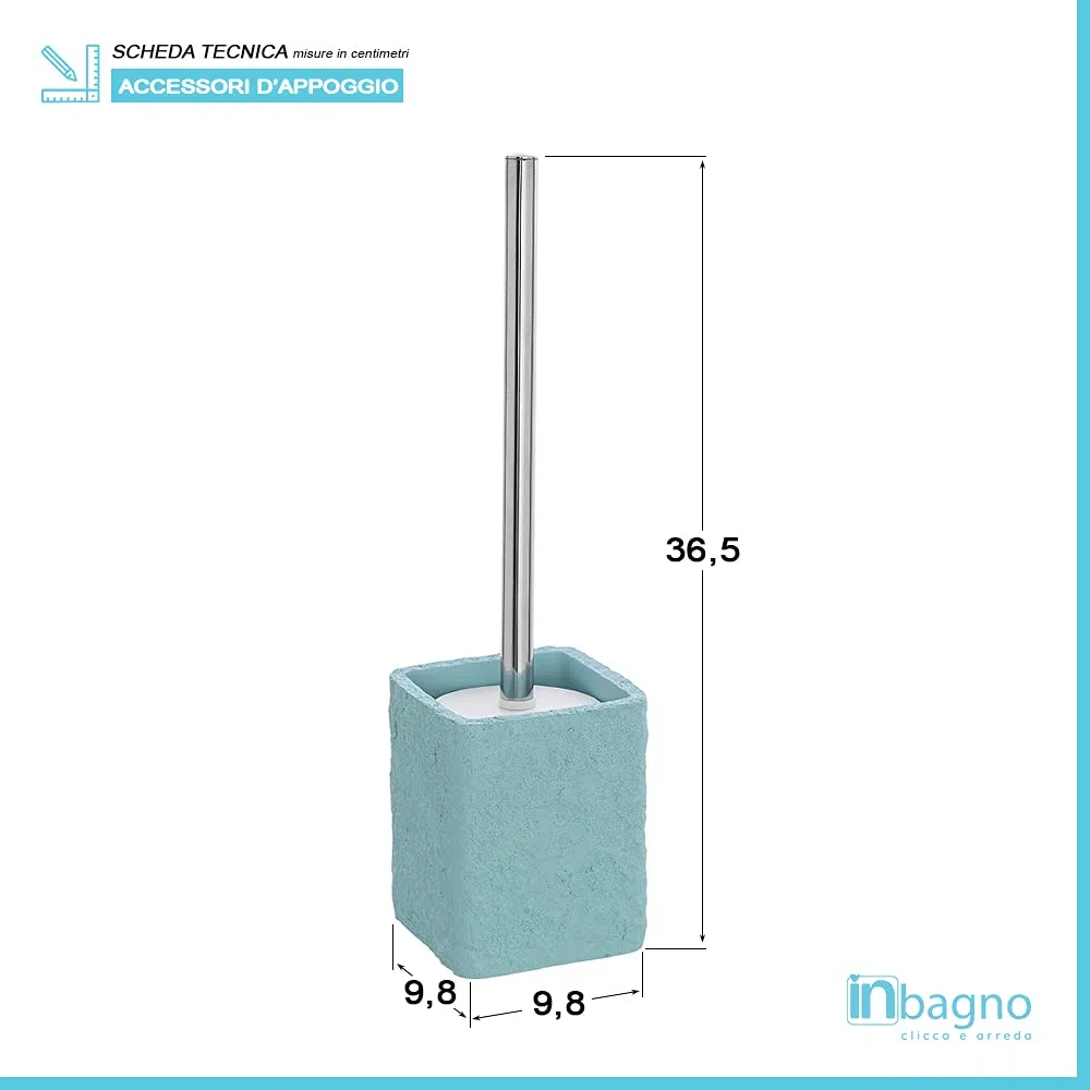 Inbagno Set 4 Accessori Bagno in Resina, con Dispenser per Sapone, Portaspazzolini, Portasaponetta e Portascopino
