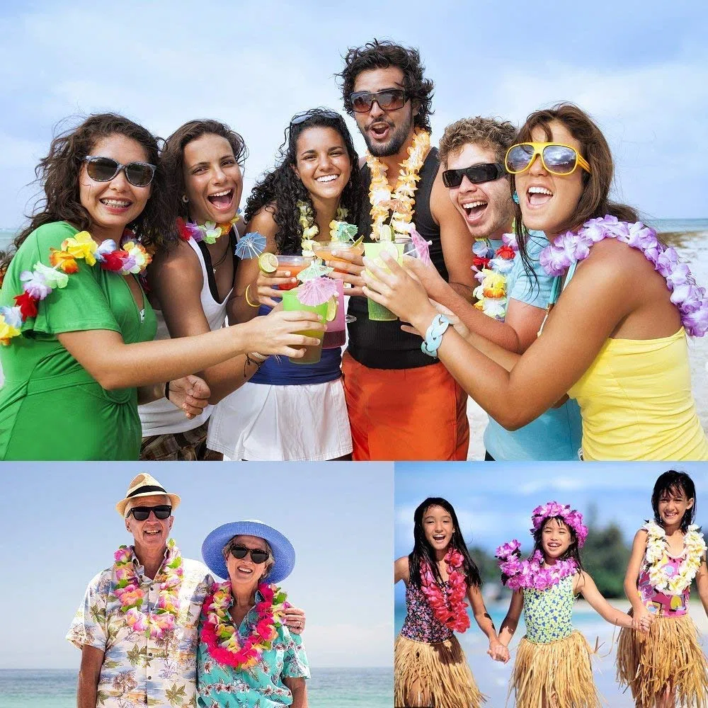 100Pcs Ghirlanda Hawaiana Collana Tropicale Ghirlande Hawaii Hula Multicolori Fiori Ghirlande