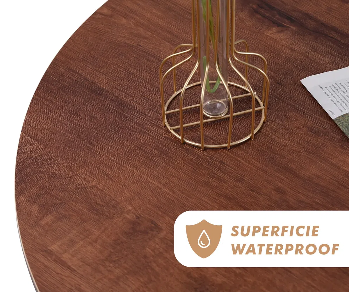 IlGruppone Set 3 Tavolini Da Salotto Sovrapponibili Caffe' Rotondi Design Moderno Tavolo Divano Top In Legno Struttura In Acciaio Stile Industrial Vano Porta Oggetti - Marrone - Modello 1