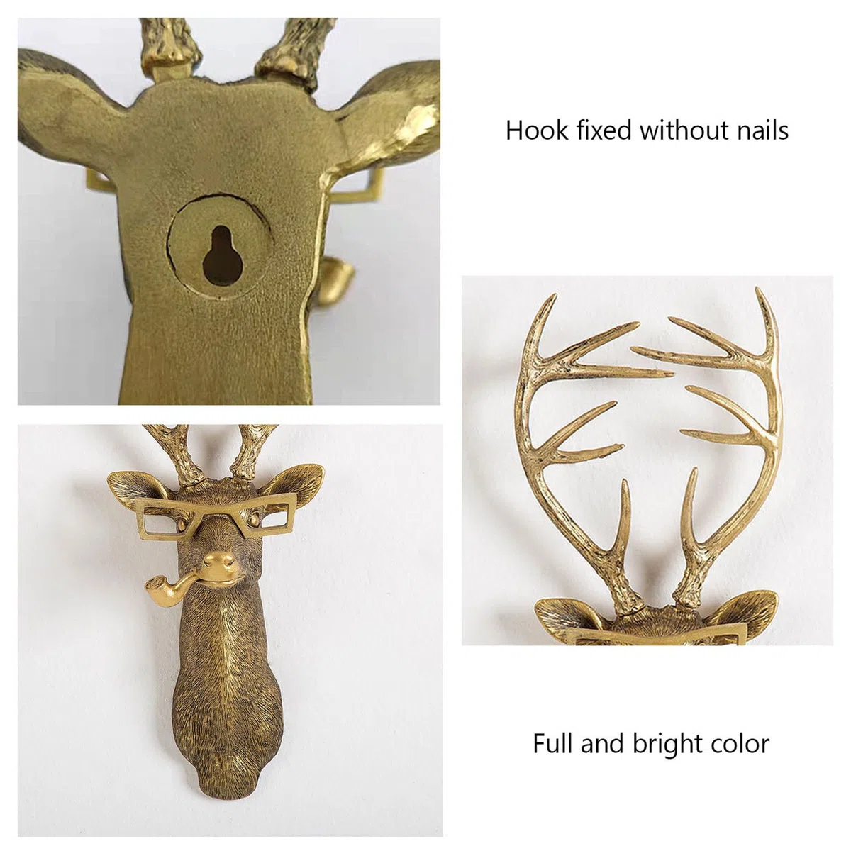 Testa di animale decorazione da parete, testa di cervo finta, sculture di animali, decorazione da parete in resina, decorazione da parete per soggiorno, camera da letto, cucina, regalo, cervo