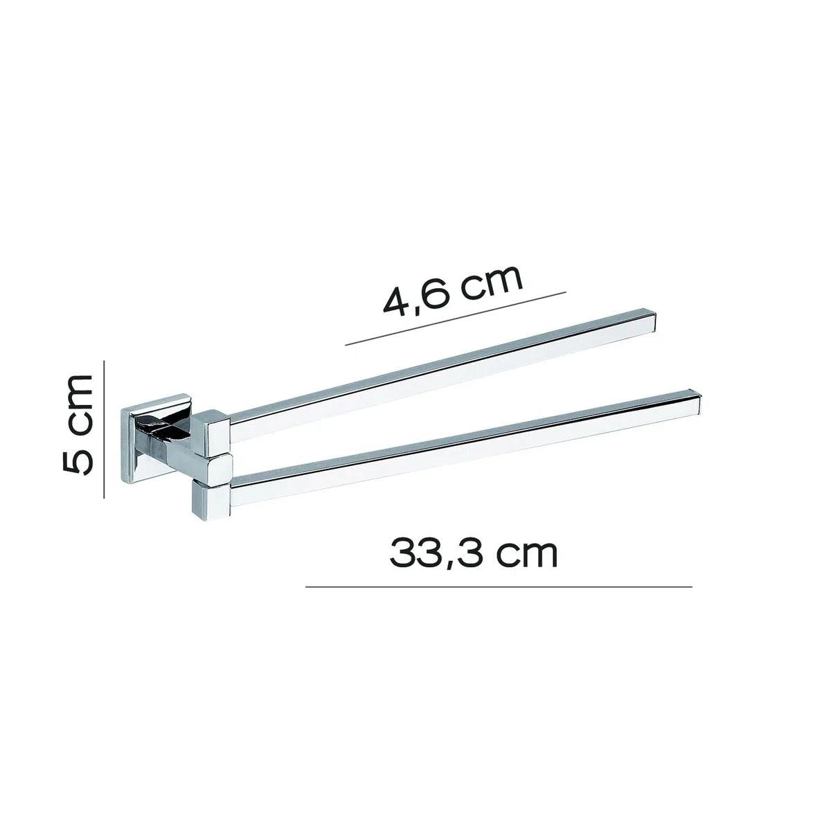 GEDY | Porta Asciugamani Bagno Colorado in Acciaio Inox e Cromall, Appendi Asciugamani a Snodo Fissabile con Viti Incluse, Peso Supportato 7 kg, Cromato, 5x4,2x34,9cm