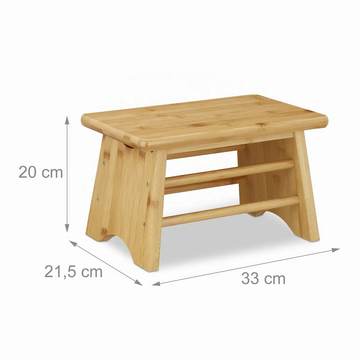 Relaxdays Sgabello Poggiapiedi in Bambù, fino a 100 kg, Appoggia Piedi Resistente Sgabellino 20 x 33 x 21,5 cm, Naturale