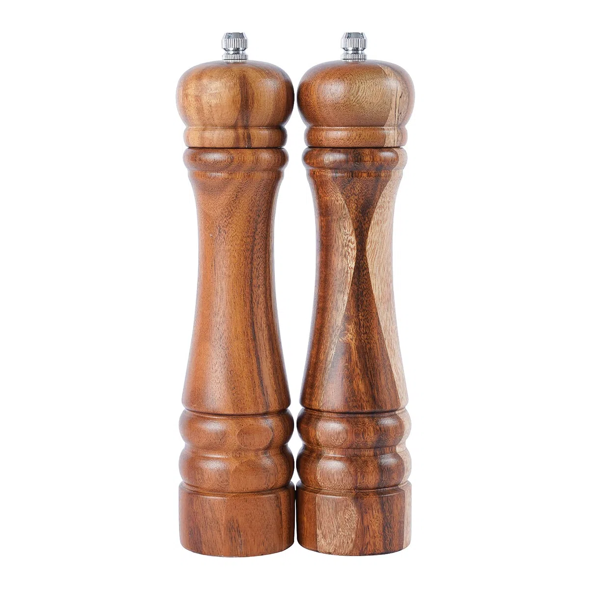 Macina Sale e Pepe, Macinino in ceramica dura e regolabile, Legno di acacia, Altezza 21 cm