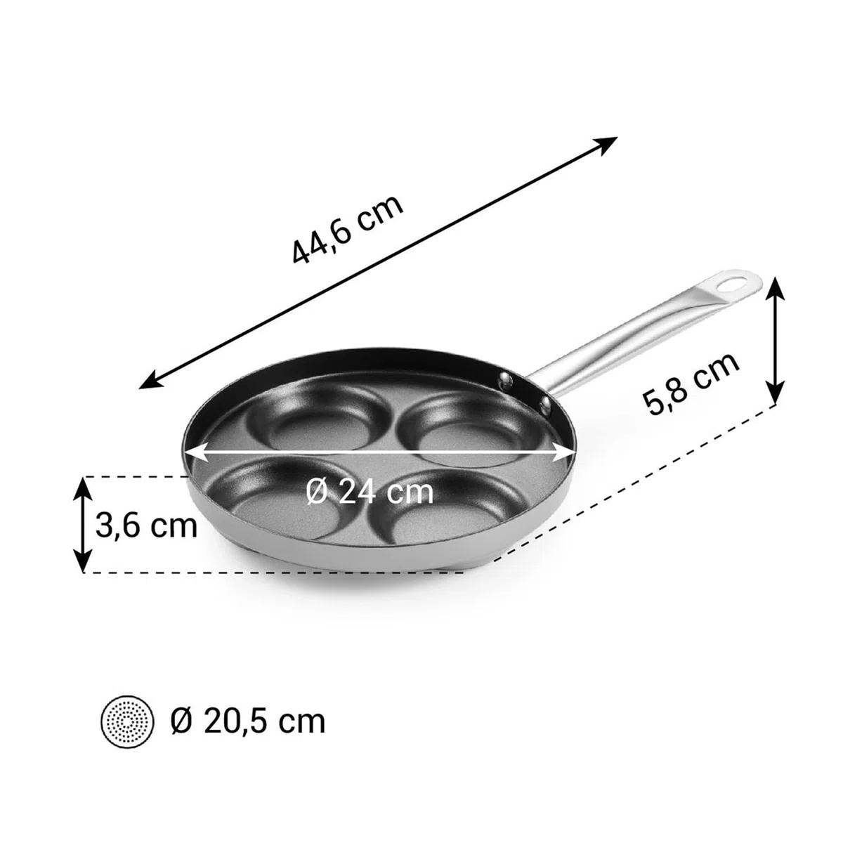 Tescoma 606952 Padella 4 cerchi, anche per induzione ø 24 cm, fori 9 cm.