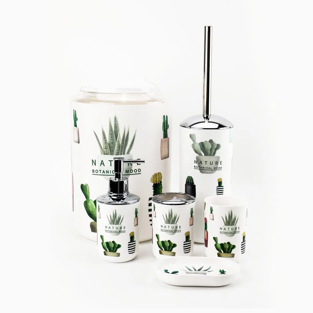 GMMH – Set di 6 accessori da bagno, con dispenser per sapone, porta saponetta e scopino per WC (divertente)