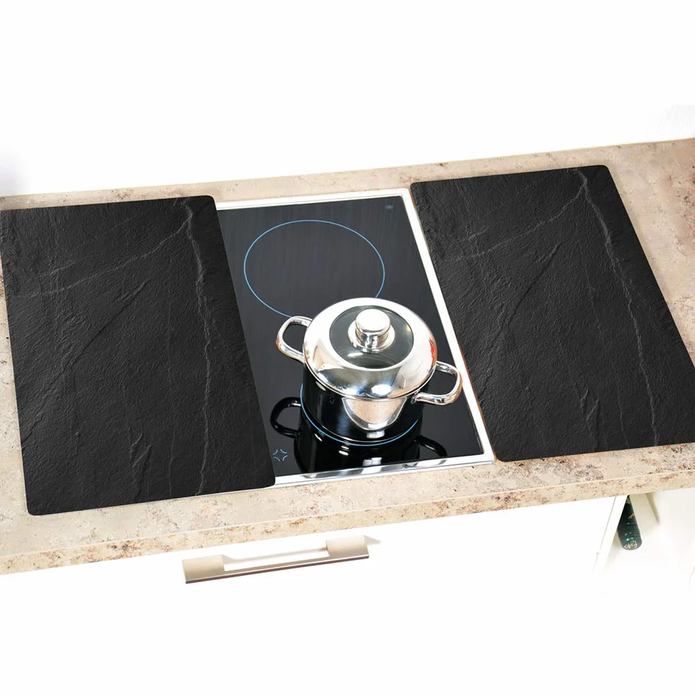 Kesper 3652313 - Taglieri di vetro, 2 pezzi, motivo ardesia, dimensioni 52 x 30 x 1,2 cm