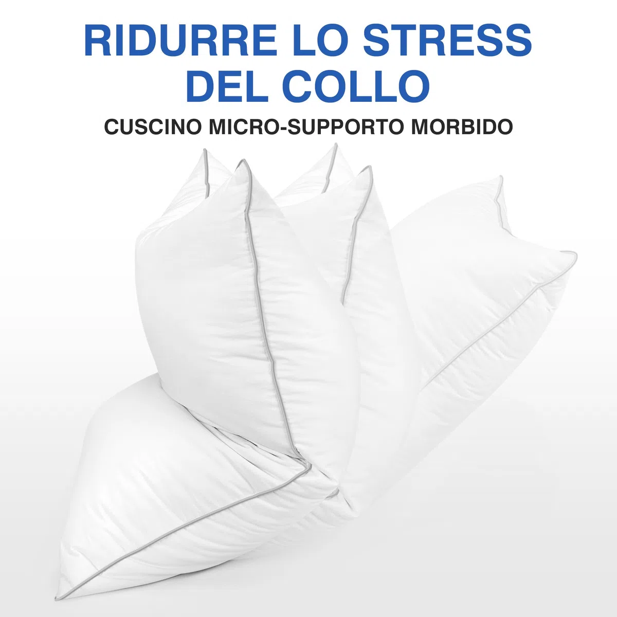 Cuscino in piuma di lusso TESQ 50x70 cm con triplo strato di comfort, cuscini letto igienico di alta qualità, imbottitura soffice e morbida al 100%, Antiacaro, Anallergico, Traspirante