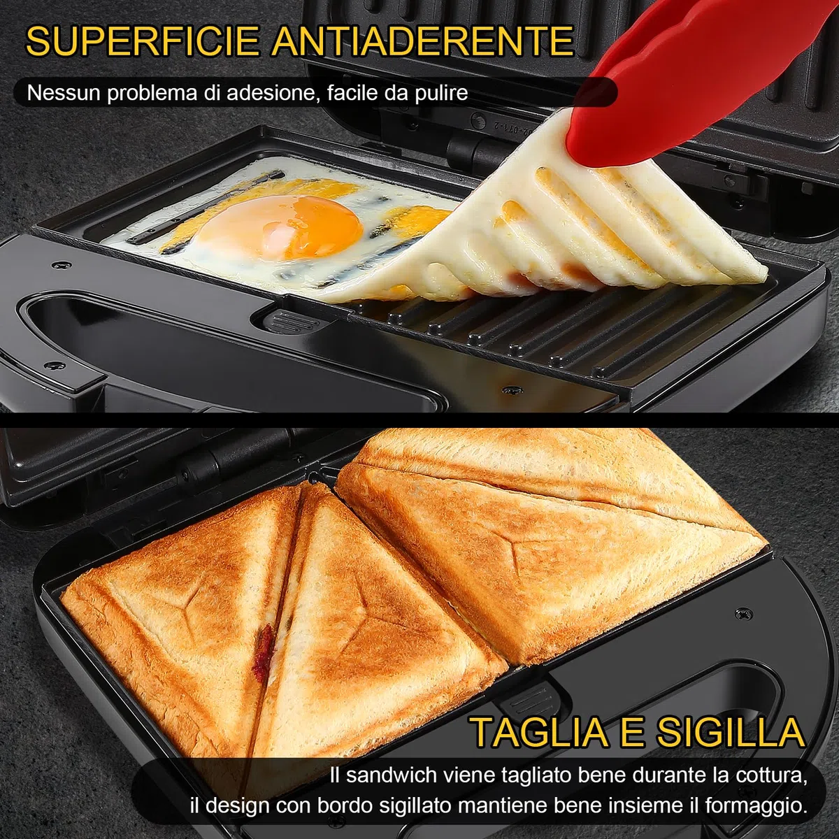 YASHE Sandwich Maker 3 in 1, Piastra per Panini, Tostapane Piastra per Toast, Waffle, Piastre Antiaderenti Rimovibili, 750W Sandwich Tostapane, Controllo Automatico Della Temperatura, Senza BPA
