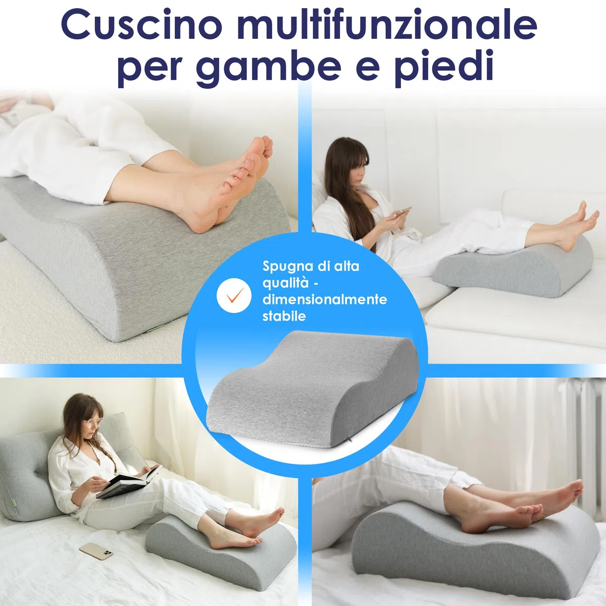 DYNMC you Cuscino Gambe per gambe pesanti stanche & recupero post-operatorio – Cuscino Venoso Elevazione gambe gonfie & supporto ginocchio – Cuscino Letto Divano – OEKO-TEX – Taglie dalla S alla XL