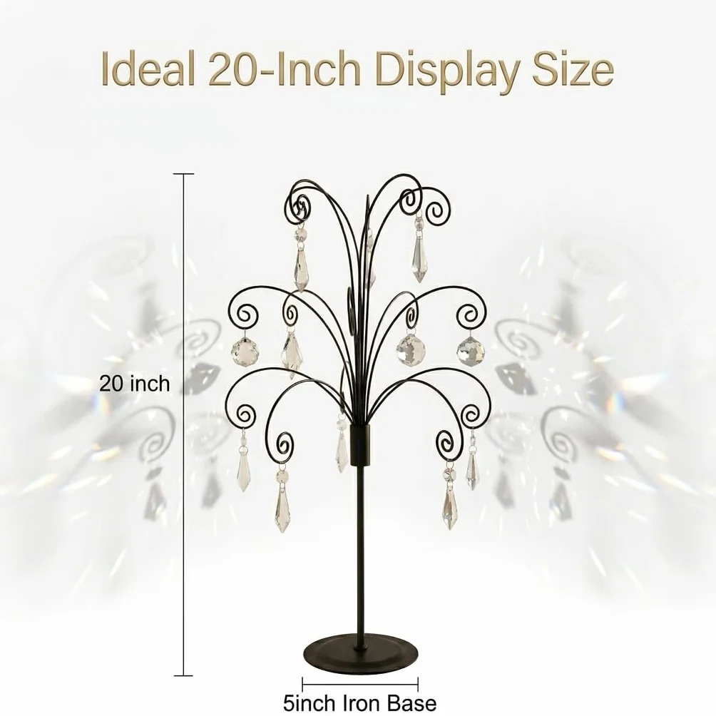 HOHIYA Ornament Tree Display Stand Holder Hanger 20 Inch Wire Hook Hanging Metal for Christmas Swarovski Crystal Glass Decorations Gift Taiwan Made Black
