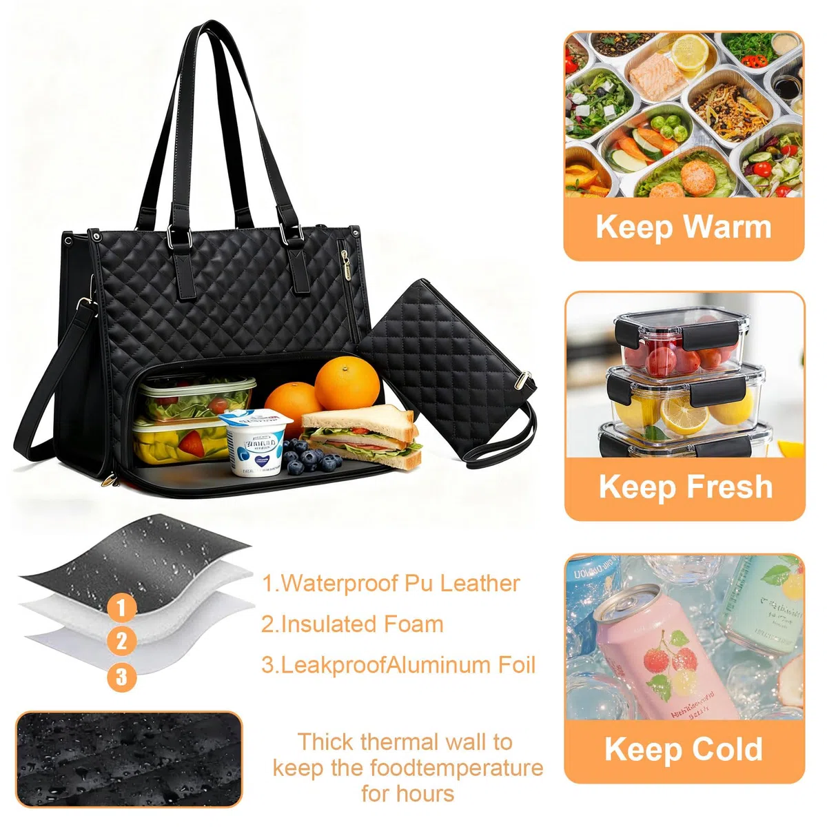 Borsa per il pranzo da donna 2 in 1, 15,6 pollici, borsa per il pranzo isolata, elegante borsa multifunzione per lavoro, università, ufficio e viaggi (Kaki)
