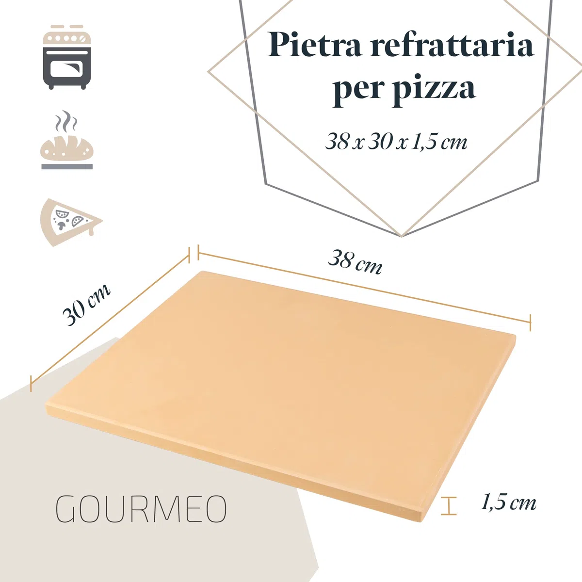 KLAGENA Set di pietre per pizza per forno e grill, con pietra per pizza e paletta per pizza in legno di acacia di alta qualità, set da forno in cordierite, 38 x 30 x 1,5 cm