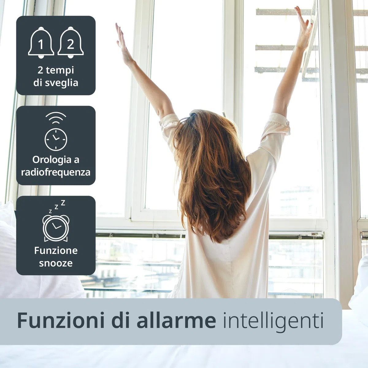 ADE Orologio digitale da tavolo o parete radiocontrollato | display XL | sveglia da comodino grande moderna | grandi numeri | con termometro e igrometro | perfetto per la cucina | nero