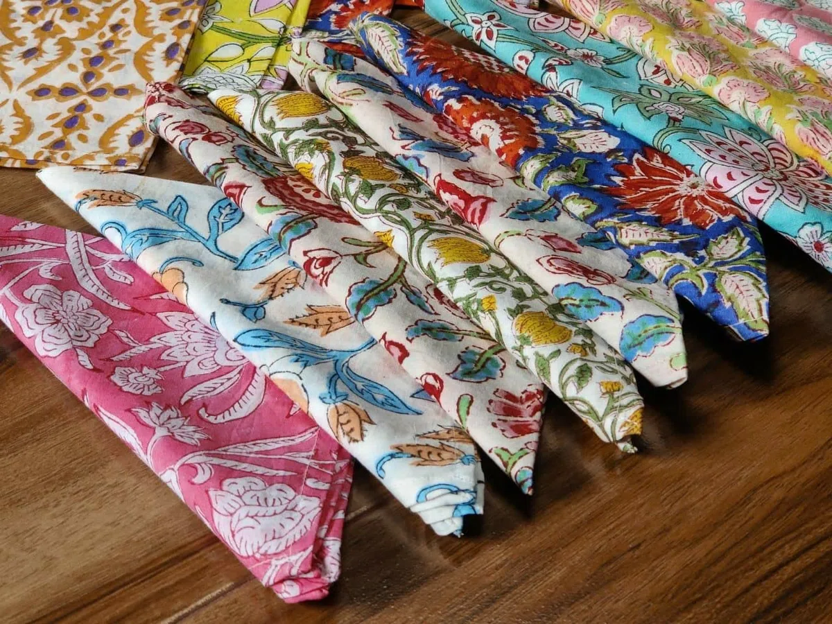 INDACORIFY 20 Pezzi Misto Lotto Tovaglioli 100% Cotone Mano Block Stampato Fazzoletto 16 x 16 Pollici Asciugamani Da Cucina Decorazioni per la Tavola Tovaglioli di Lino