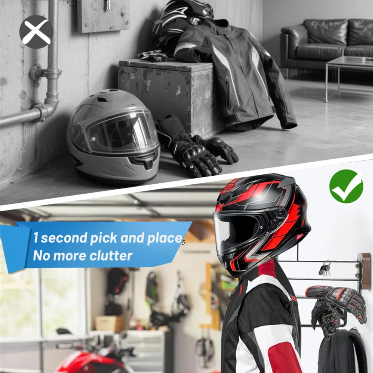 Porta Casco Moto da Parete, Appendi Casco Moto da Parete, Moto Accessori Utili, Struttura di Ancoraggio a Parete per Motociclette, Calcio, Sci e Tattico