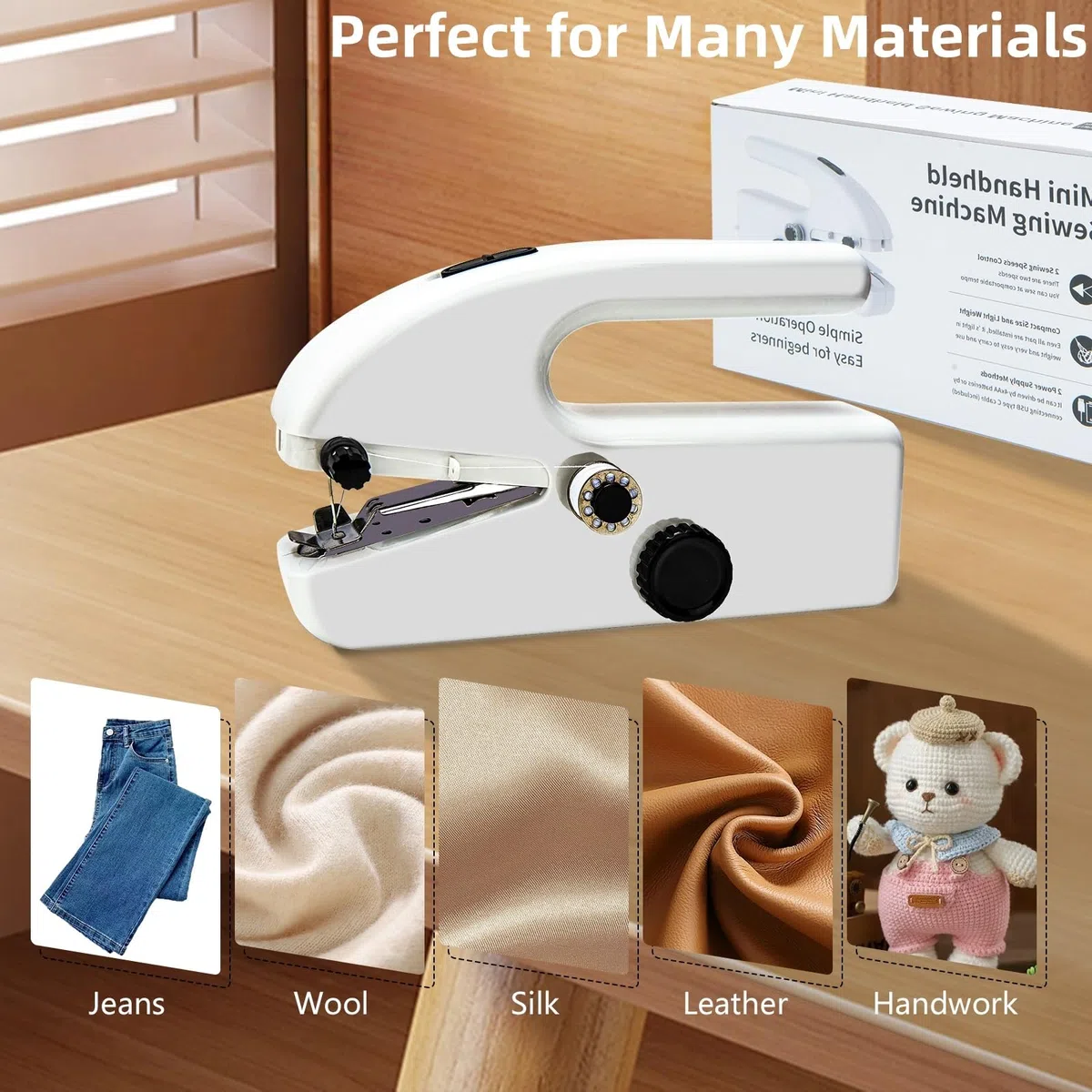 Mini macchina da cucire con accessori da cucito, macchina da cucire portatile ricaricabile, strumento elettrico portatile per punto rapido per uso domestico,per cucire vestiti,tende,fai da te e viaggi