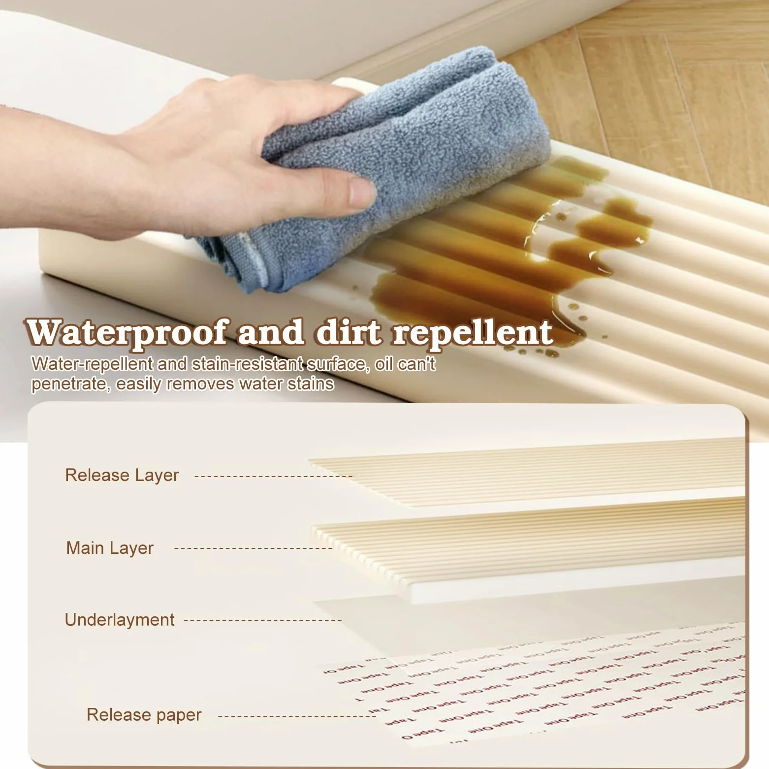 Pannelli murali imbottiti, anti-collisione da 2 m, 3D, adesivo, rivestimento murale 3D, 1,2 cm, decorazione, isolamento per camera da letto, soggiorno (crema, 15 x 200 cm)