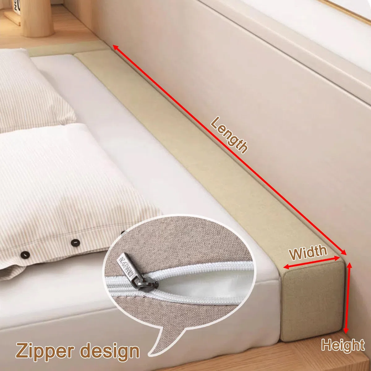 Riempitore per spazio letto per testiera, singoli matrimoniale Letto Gap Filler Cuscino, estensore per materassi, schiuma ad alta densità riempitivo di spazio per materasso(90x10x20cm/35x4x8in,#2)