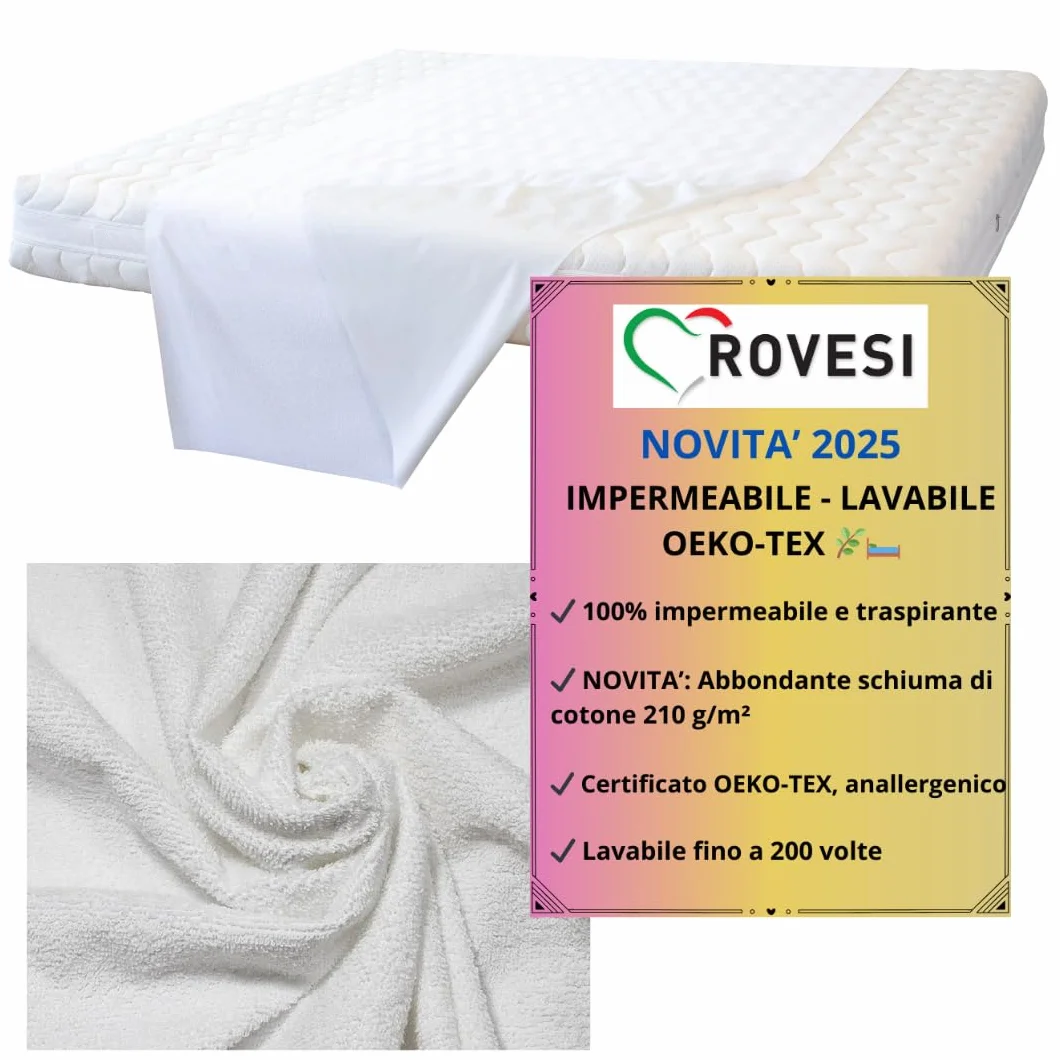 2 Traverse Coprimaterasso Cotone Spesso 70x90 cm per Lettino e Spannolinamento – Set 2 Pezzi Impermeabili e Lavabili – Morbide e Anallergiche – Certificazione OEKO-TEX Classe I