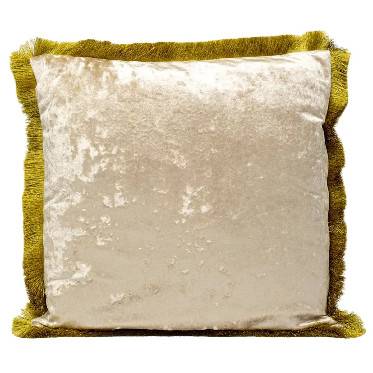Kare Design cuscino decorativo Canne, beige, velluto con frange, stile classico, decorazione morbida divano, letto, poltrona, 45 x 45 cm