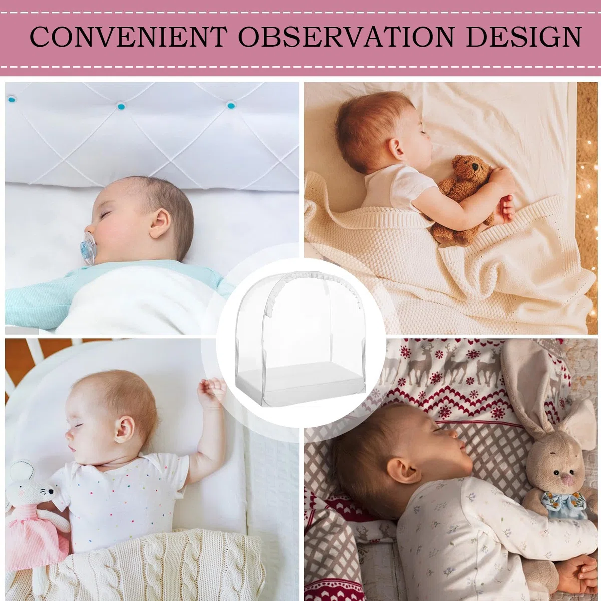 per culla, copertura per culla pop-up, baldacchino in rete, rete traspirante, telaio in acciaio, per bambini con protezione anti-salita per la cameretta dei bambini, per la sicurezza del