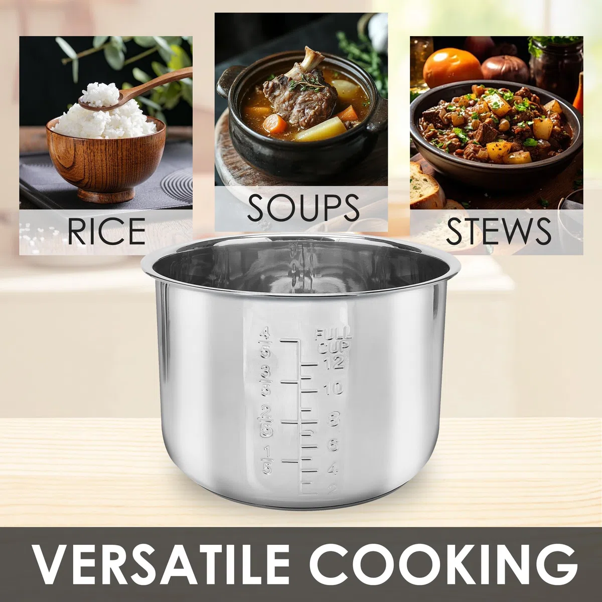 Linkidea - Ciotola Interna in Acciaio Inox per cuociriso, Compatibile con i Modelli Instant Pot PPC770 e PPC771; Lavabile in lavastoviglie, Senza Rivestimento