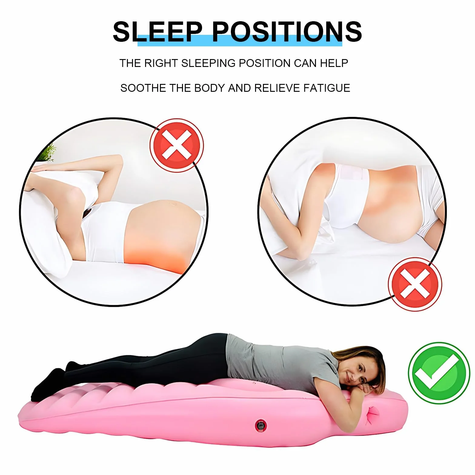 Cuscino Gonfiabile Per La Gravidanza, Cuscino Per Maternità Con Foro Per La Pancia, Per Un Supporto Ottimale Durante Il Sonno, Supporto Per Il Pancione, Blau