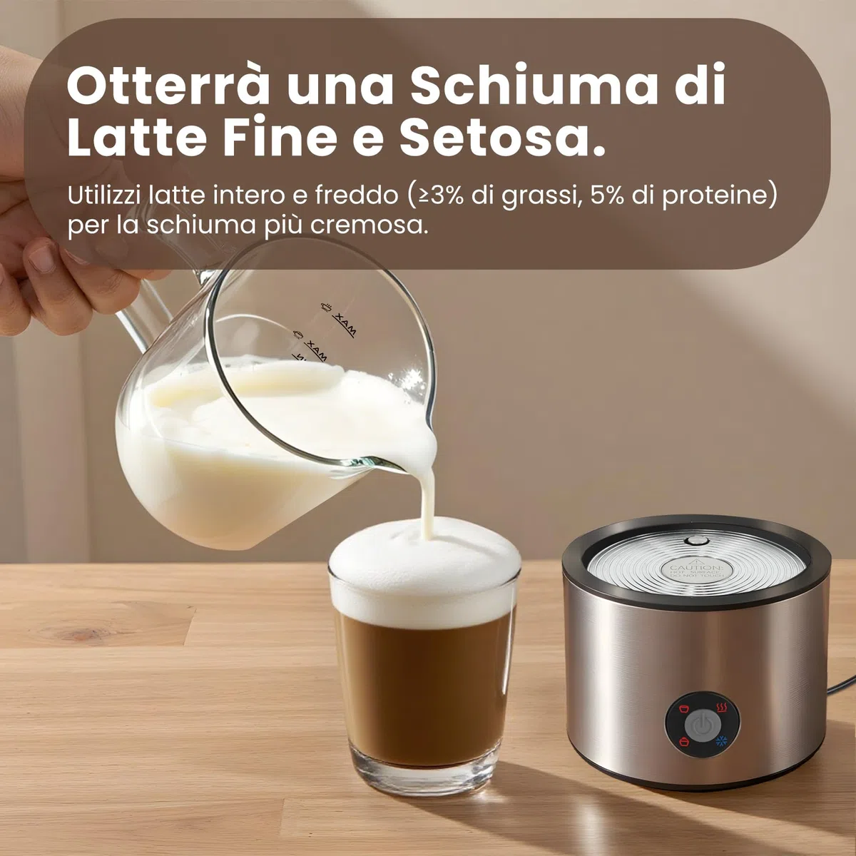 Montalatte Elettrico 4 in 1, Montalatte Induzione 500ML Freddo e Caldo con Vetro Visibile Graduazione, Automatici, Silenziosa, Lavastoviglie per Cappuccino, Caffè, Latte