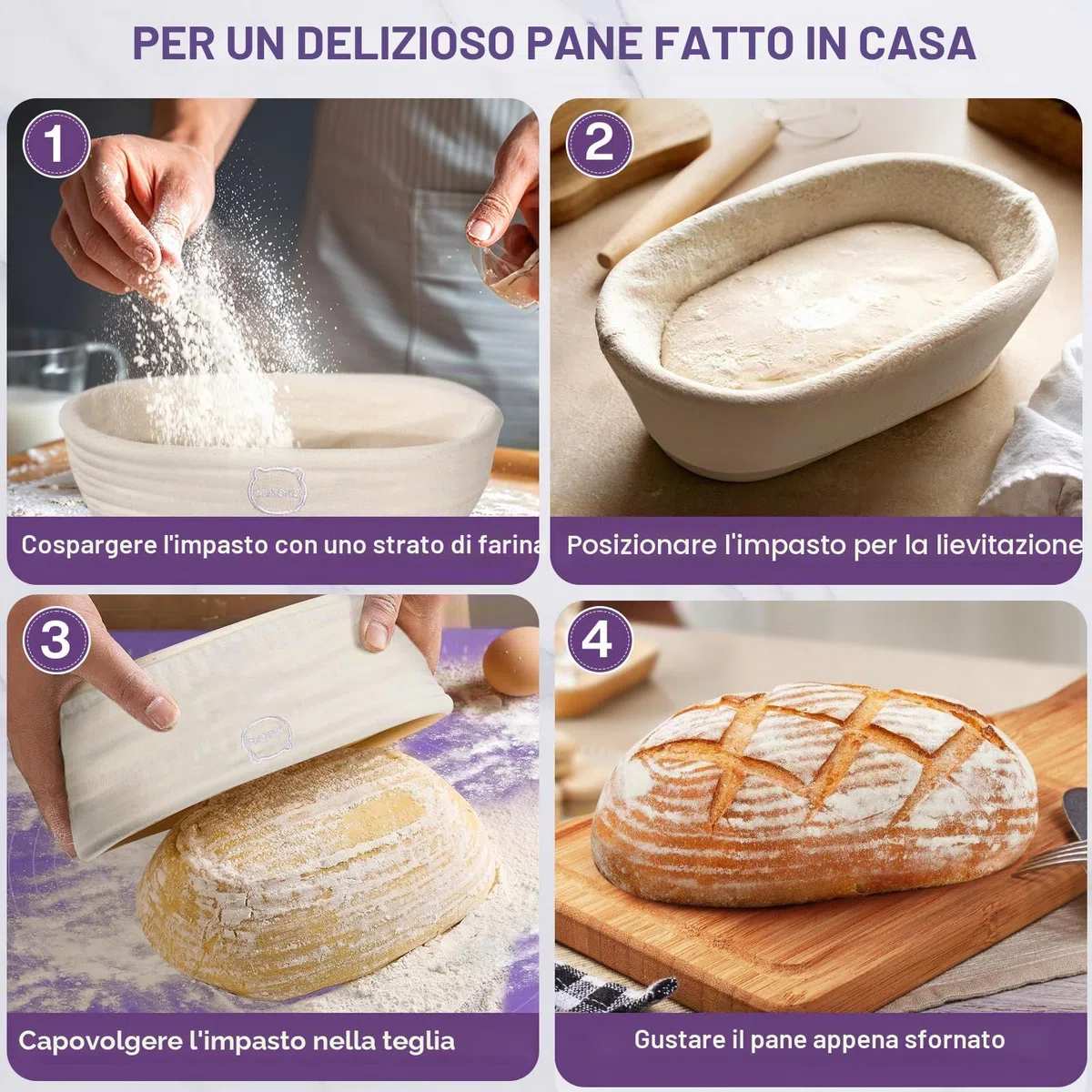 Kit di Forniture per la Cottura del Pane con Pasta Madre: Frusta per Impasto, Lama per Pane, Cestini per la Lievitazione Rotondi da 10 Pollici E 9 Ovali, Raschietti Impasto, Pennello Forno