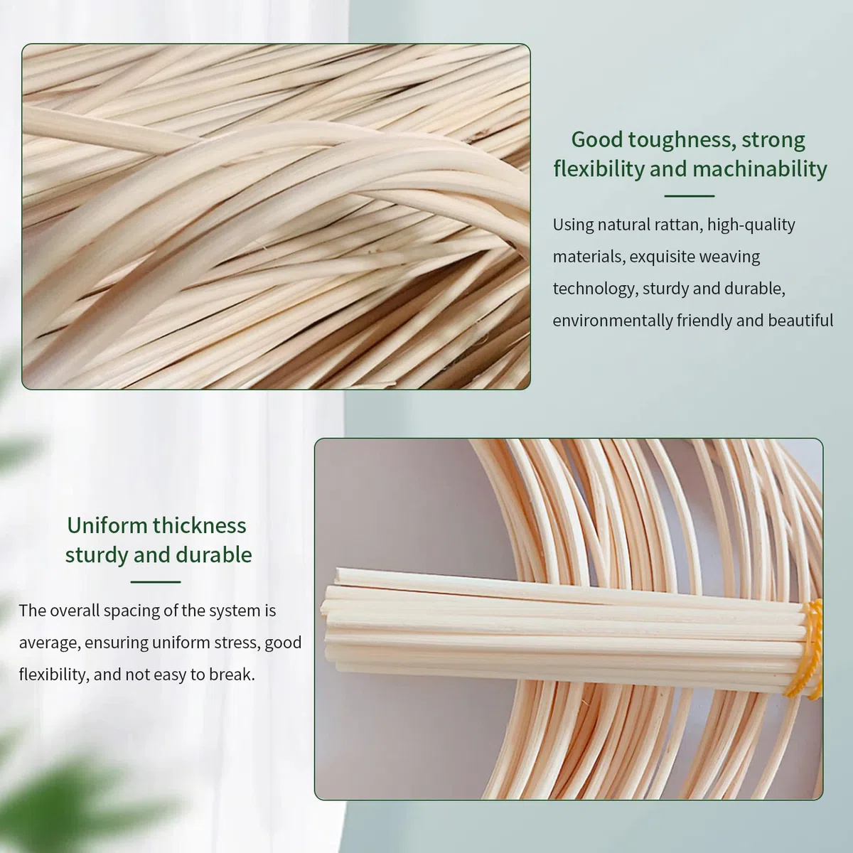 Rattan Tubo Intrecciato, Striscia di Rattan in Vimini Naturale per Lavori di Intreccio di Fissaggio, 8mm Ø 500 g
