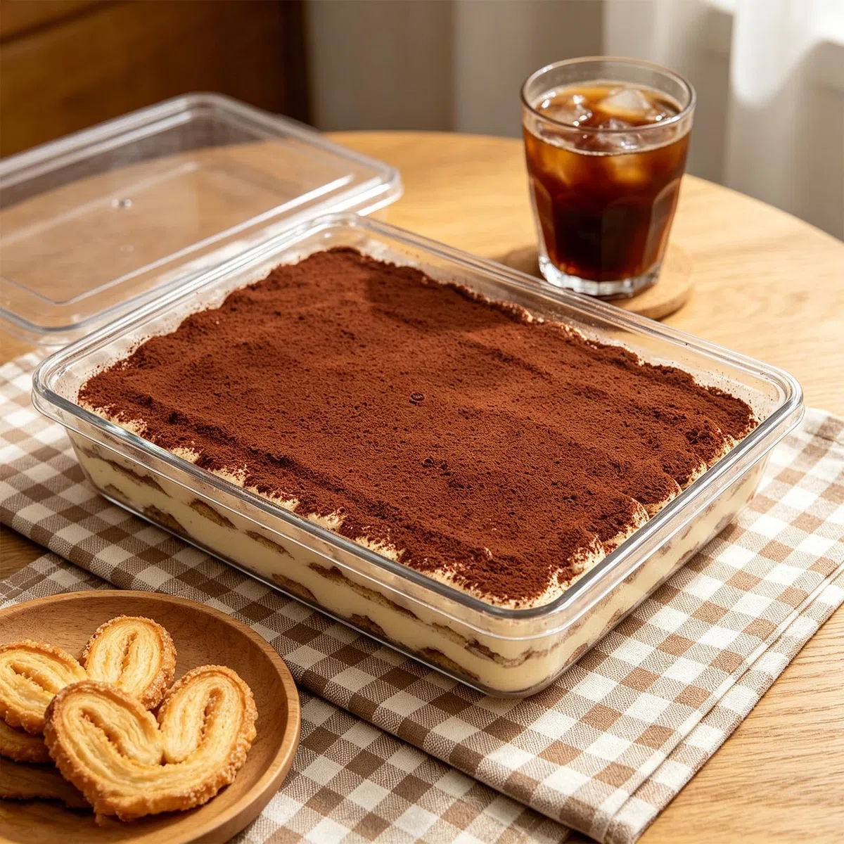 Teglia rettangolare per tiramisù: contenitore in plastica trasparente per tiramisù, cheesecake, mousse e pasticcini - 33x73 cm, impilabile, ideale per pasticcerie e feste.