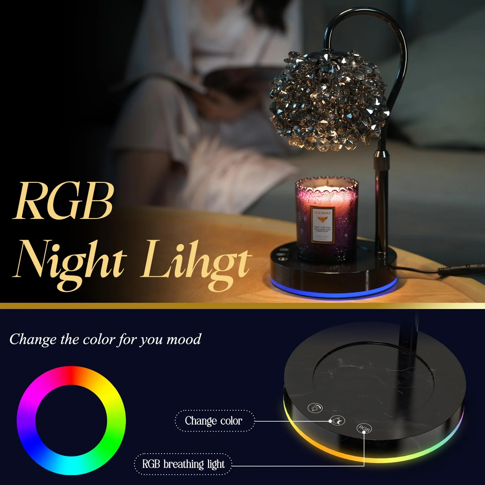 Lampada Riscaldante Candela a Forma di Cabinetta - Scioglicera Profumata senza Fiamma Stile Rustico Montabile a Parete, Luci Notturne Decorative per Casa, Camera da Letto (nero1)