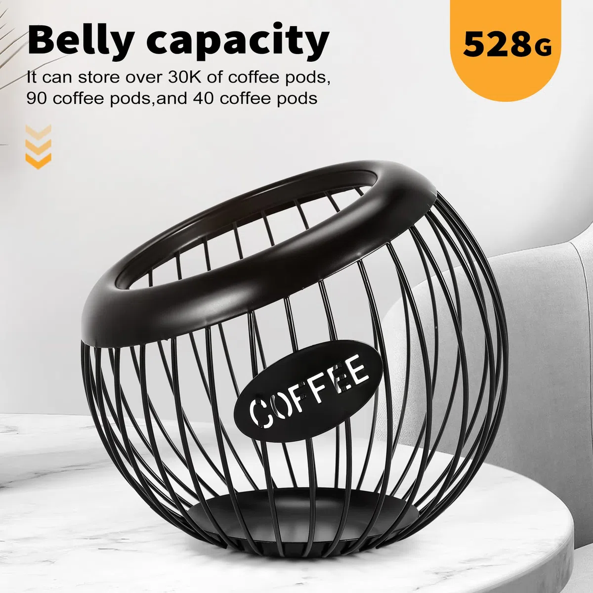 Porta Cialde Capsule Caffè / Cestello Portaoggetti Per Caffè, Tazza K di Grande Capacità e Organizer per Cialde Caffè Espresso, Cestello Porta Capsule Caffè nel Metallo