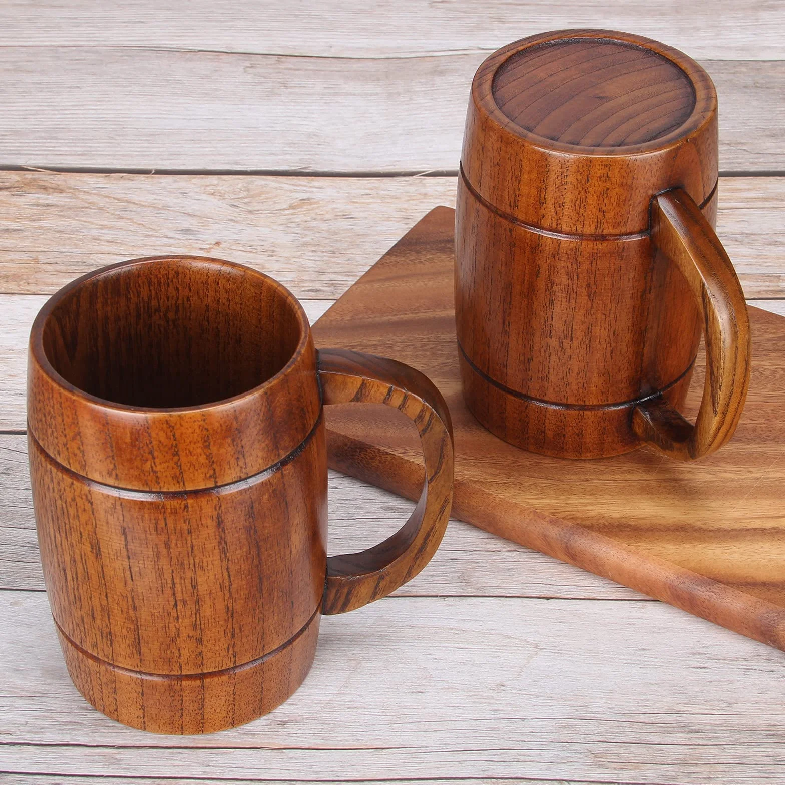 Ayiaren Boccale da birra in legno da 680,4 g, tazza vichinga in legno, per uomini e donne, tazza da tè da caffè, regalo per gli amanti della birra tazza maschile fatta a mano da uomo grandi tazze da