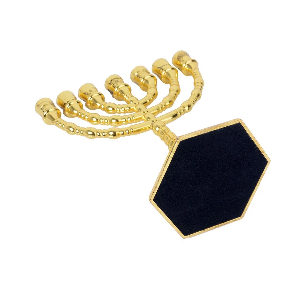 BRTAGG Menorah Candeliere ebraico, 12 tribù d'Israele, 7 rami, altezza 13 cm, oro