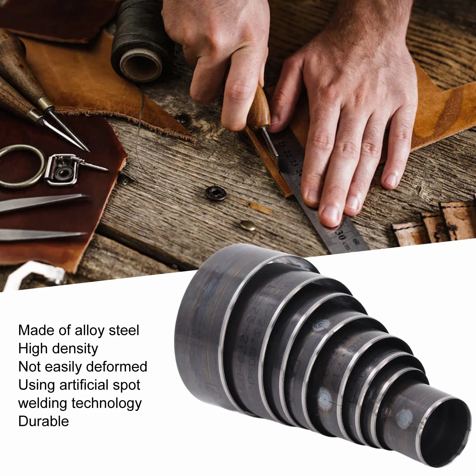 Set di Fustelle in Pelle da 8 Pezzi 25-60mm Set di Fustelle Cave Set di Punzoni Rotondi in Pelle Punzoni Rotondi Fai da Te Artigianali in Pelle Die Cutting Die Punch Set