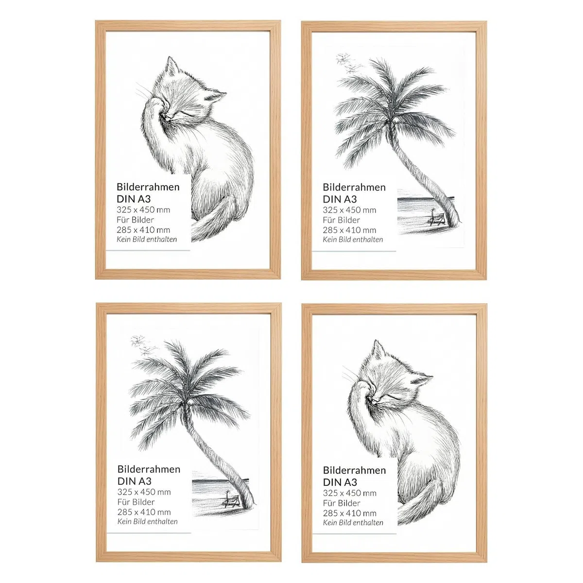 Licht-Erlebnisse Cornici set 4 DIN A3 legno plastica infrangibili 32,5 x 45 cm quadrate per certificati immagini