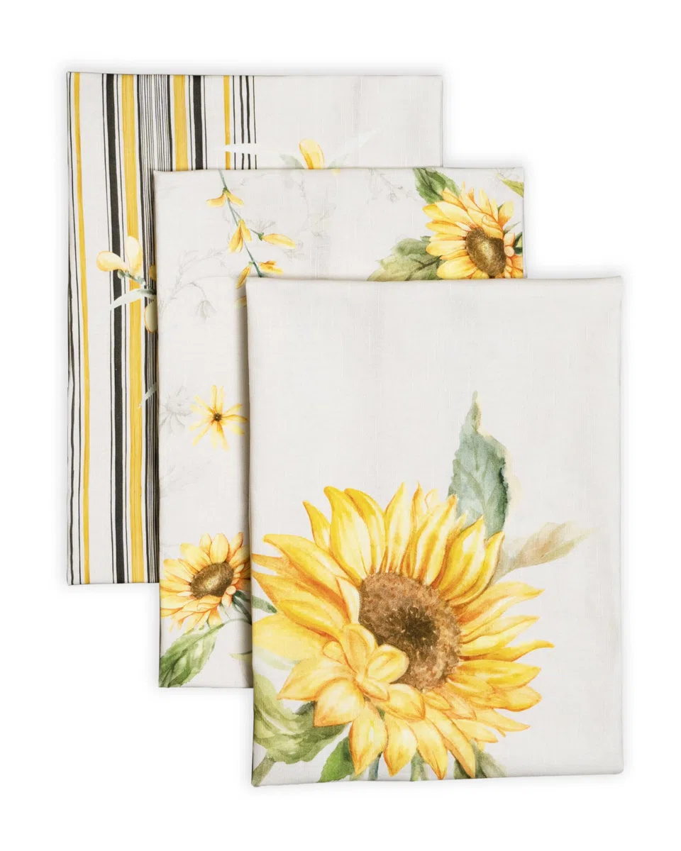 Maison d' Hermine Set di 3 strofinacci da cucina, 100% cotone, 70 cm x 50 cm, riutilizzabili, assorbenti, con anello per appendere, per cucina, sala da pranzo Primavera Estate (Candice)