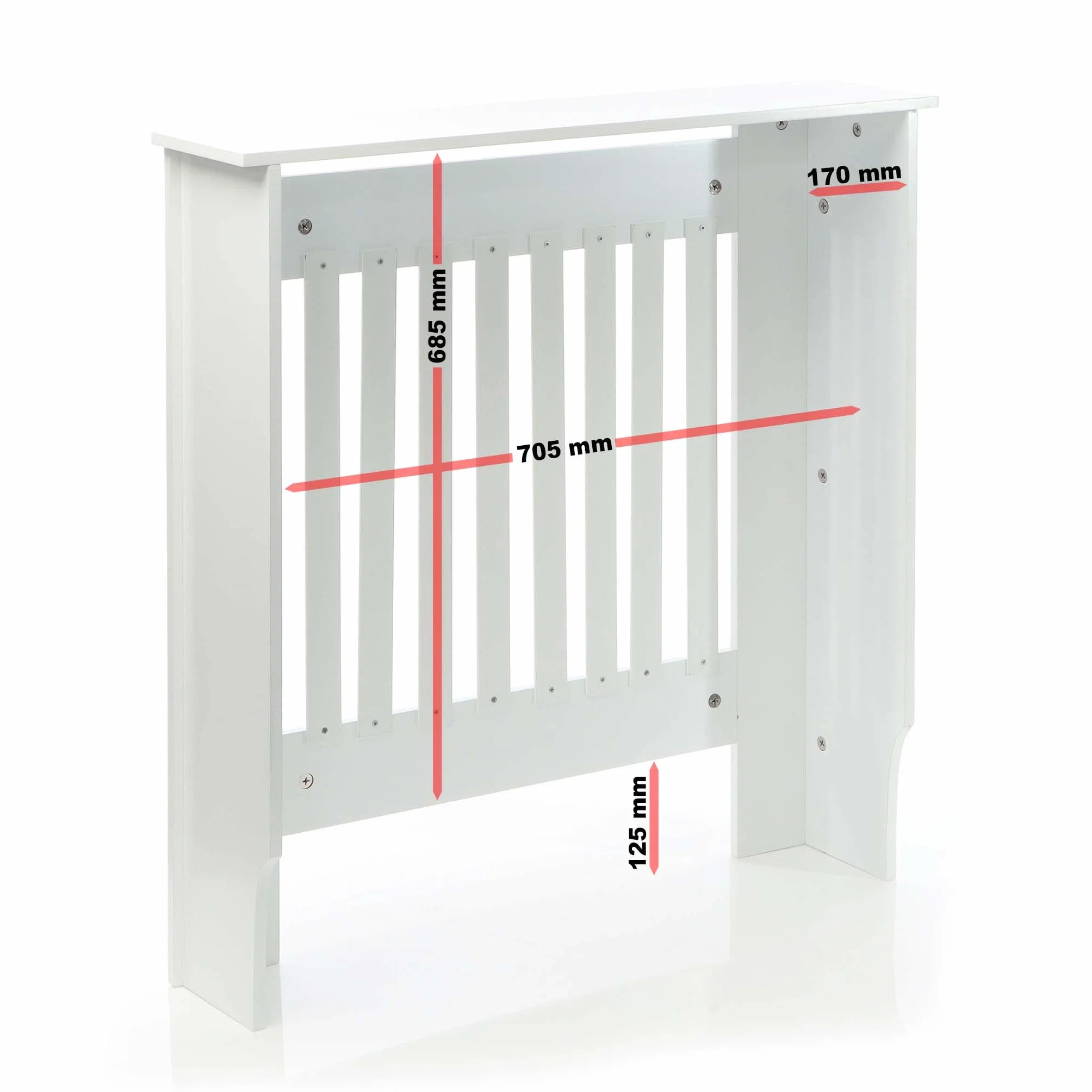 Copritermosifone in MDF Bianco 78x19x82cm Copricalorifero a doghe
