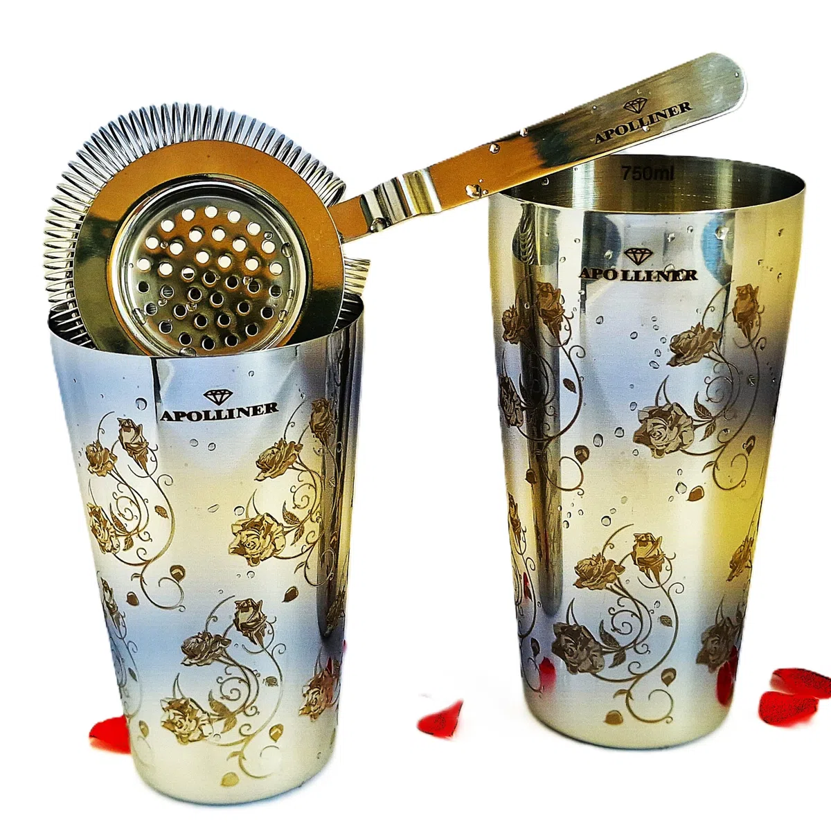 Shaker Boston millilitri750/550 Shaker Cocktail professionale con Filtro,kit Barman,Cocktail,miglior Acciaio,Resistente ai Graffi,Raffinato, tenuta Ermetica,Regalo Casa,Uomo,Donna.