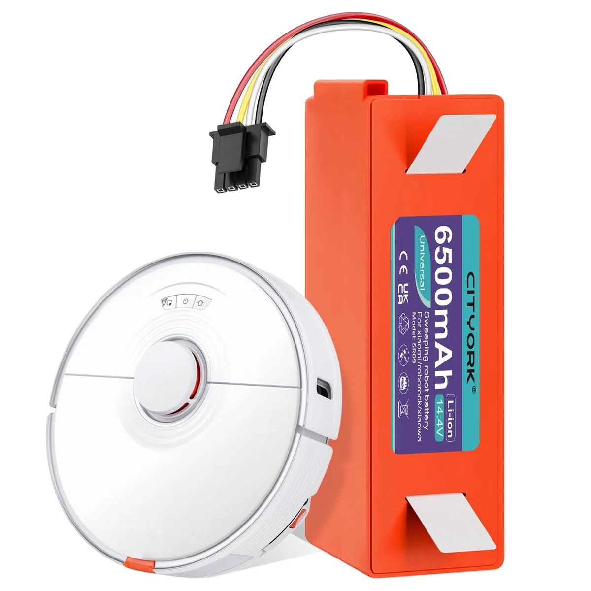 CITYORK 14,4V/ 6500mAh litio di ricambio Batteria per Roborock S50 S5 S6 S7 Pure/Max/MaxV/MaxV Ultra, per Roborock Q5 Q7 Pro/Max Mijia 1.und 2. Gen Robot Aspirapolvere Batteria