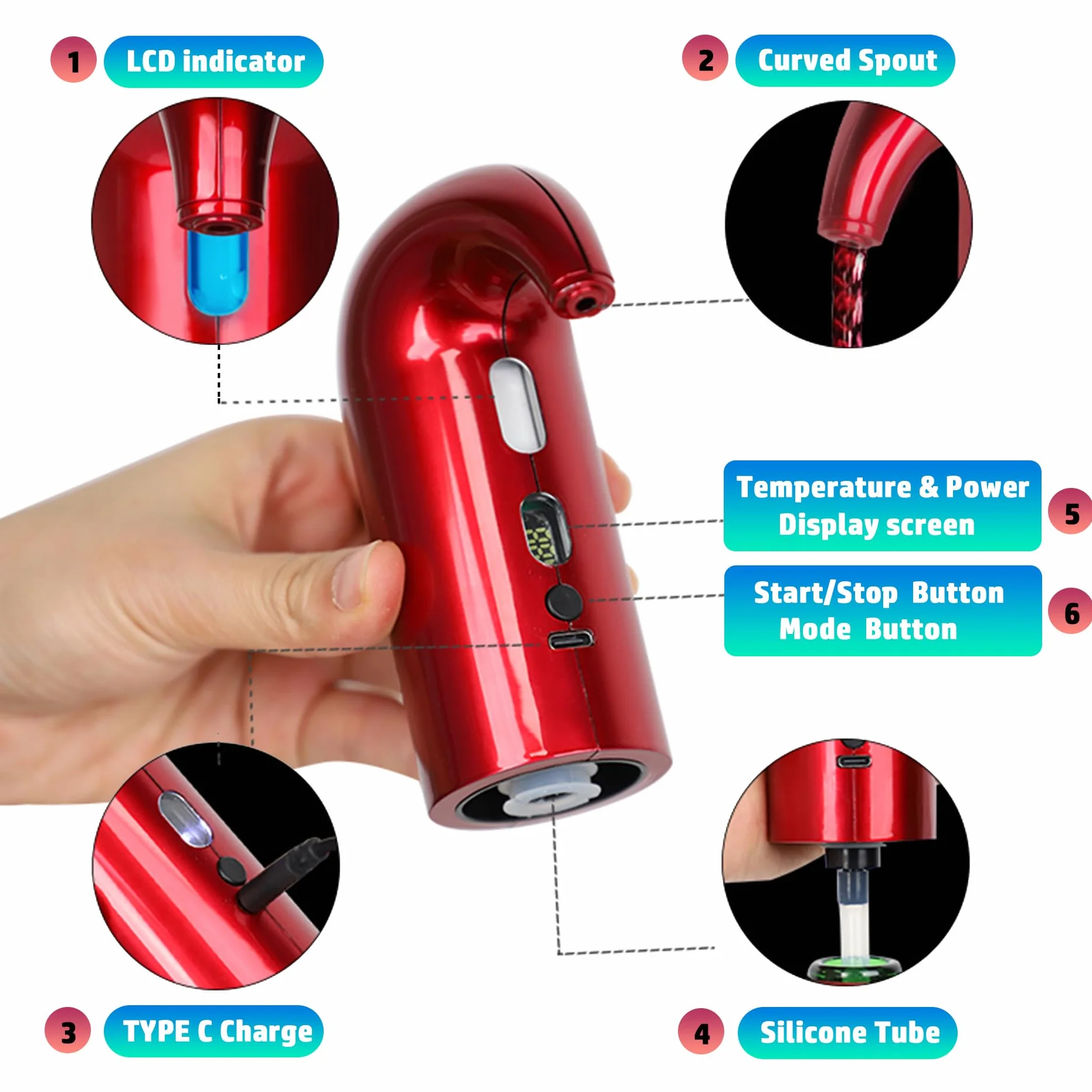 Decanter per vino elettrico, aeratore per vino rosso, ossidazione solida rapida, produttore di vino automatico intelligente per regalo di festa in famiglia