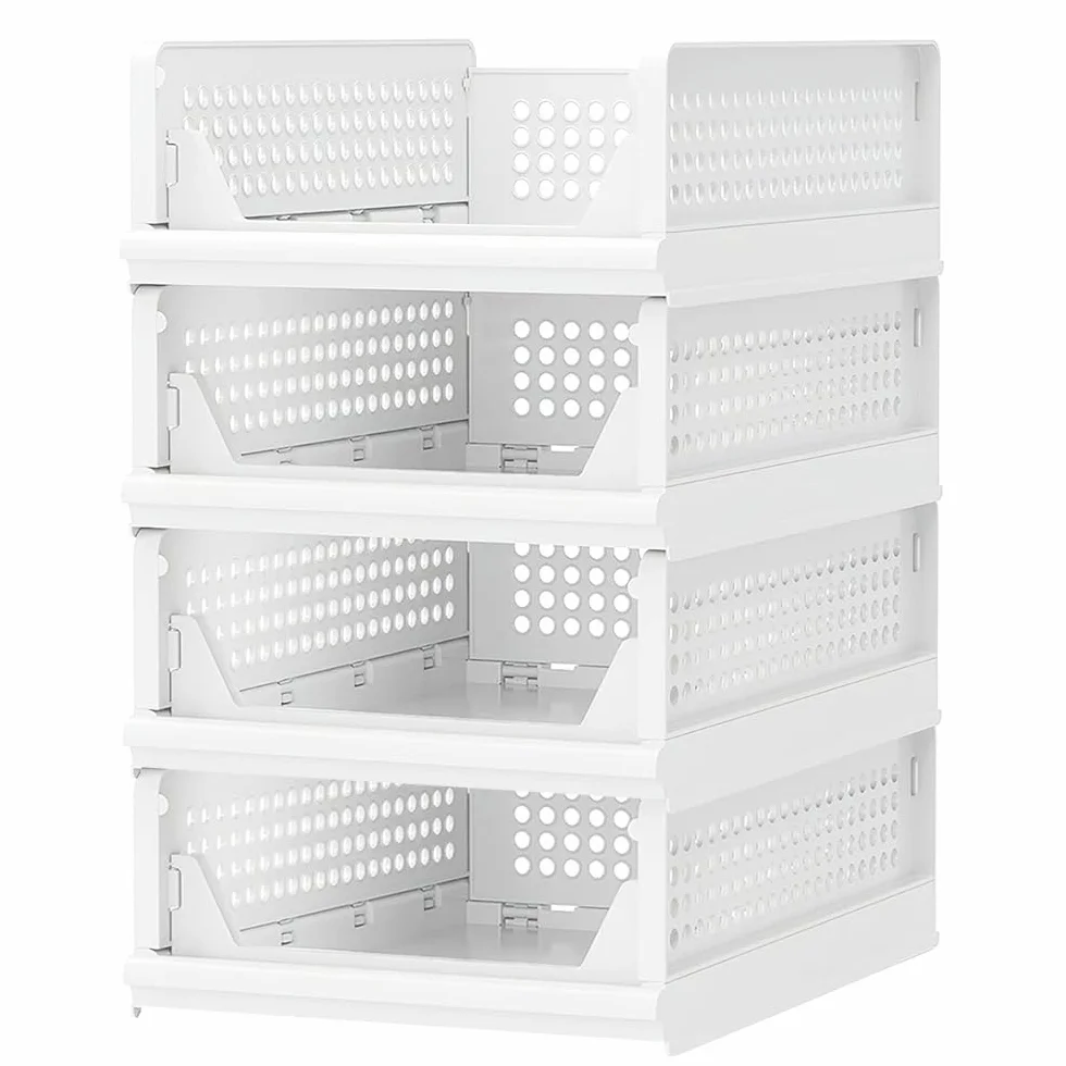 Scatola Organizzatrice Pieghevole, Organizzatore per Armadio di Vestiti, Organizzatore Scorrevole Impilabile per Cassetti per Guardaroba per Cucina Camera da Letto Cucina, 33,5 x 43 x 56 cm, 4 (1 PC