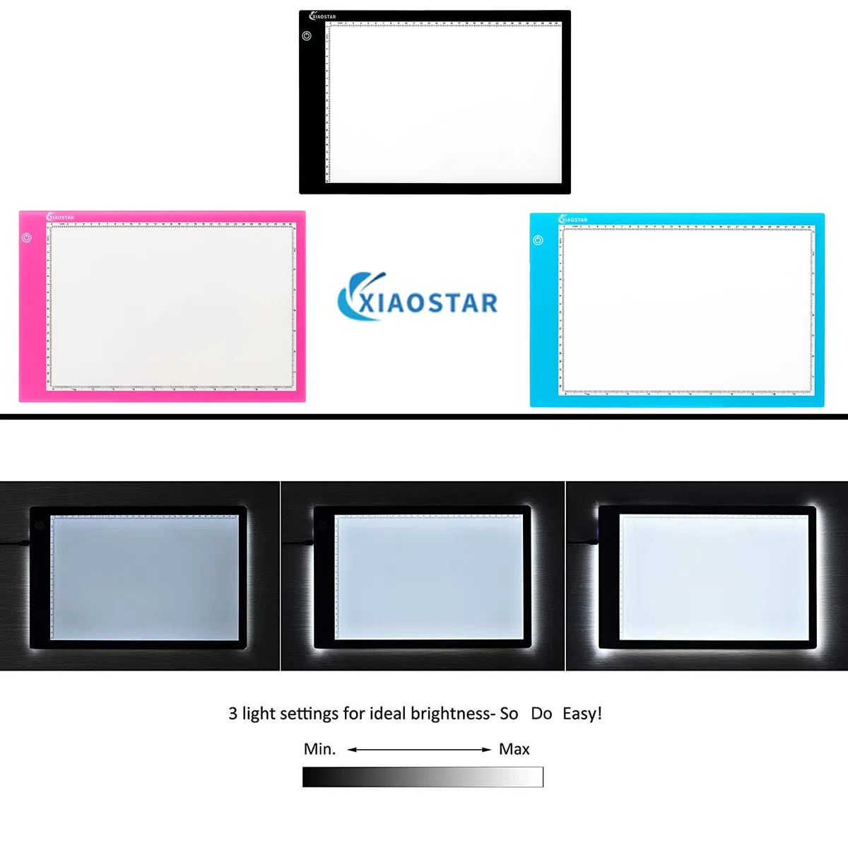 XIAOSTAR A4 LED Tavoletta Luminosa Copia Board Super Sottile Light Box Disegno Pad Tavolo Tracciante Cavo Type-c interfaccia Luminosità Regolabile per Artisti (blu scuro)